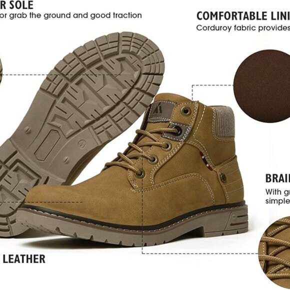 Mishansha Men's 9.5 / Women's 11.5 US Brown Mid Hiking Boots Outdoor Water Resis - Picture 5 of 8
